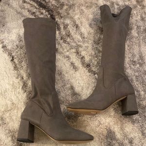 Gray Knee High Boots